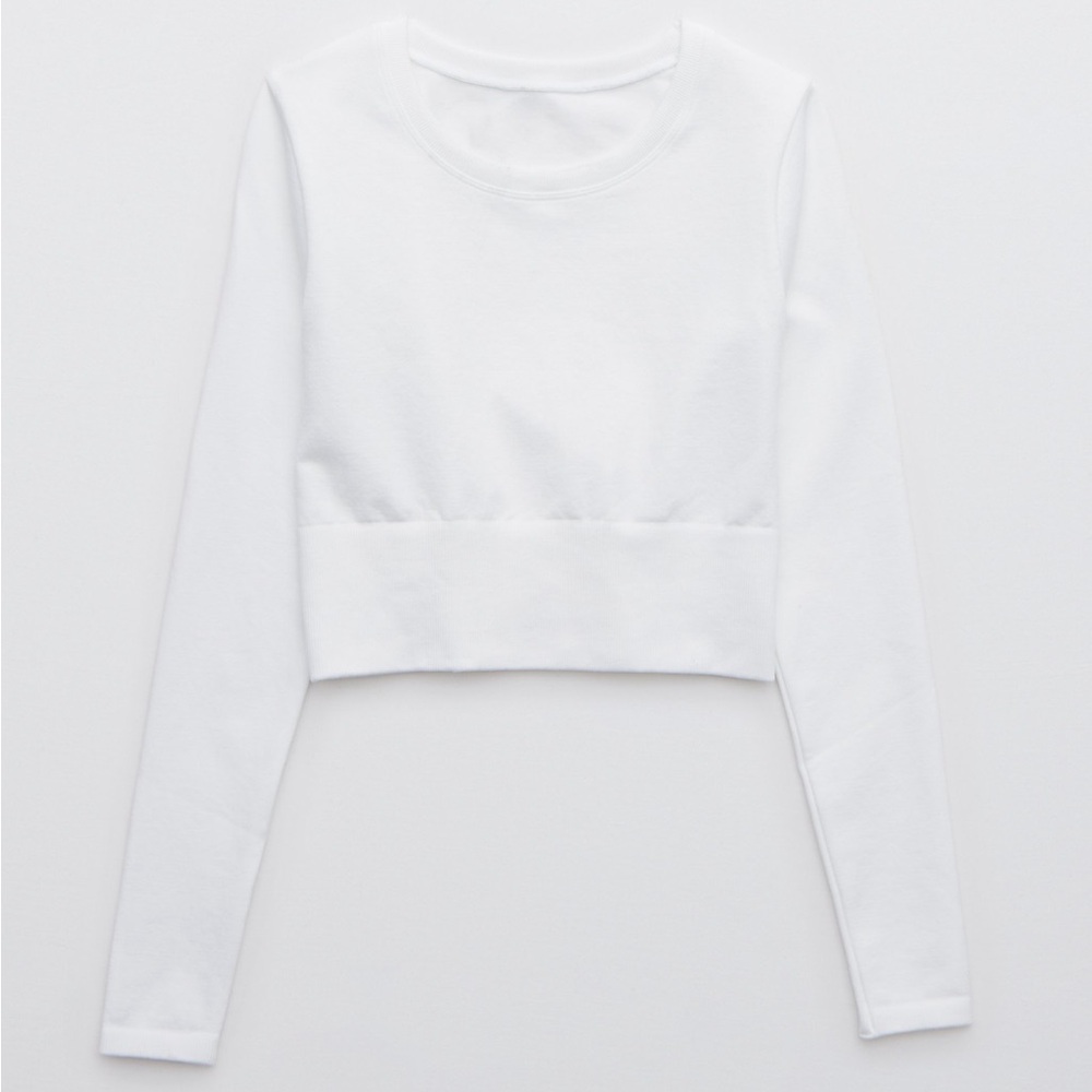 Aerie Women's White Long Sleeve Workout Crop Top